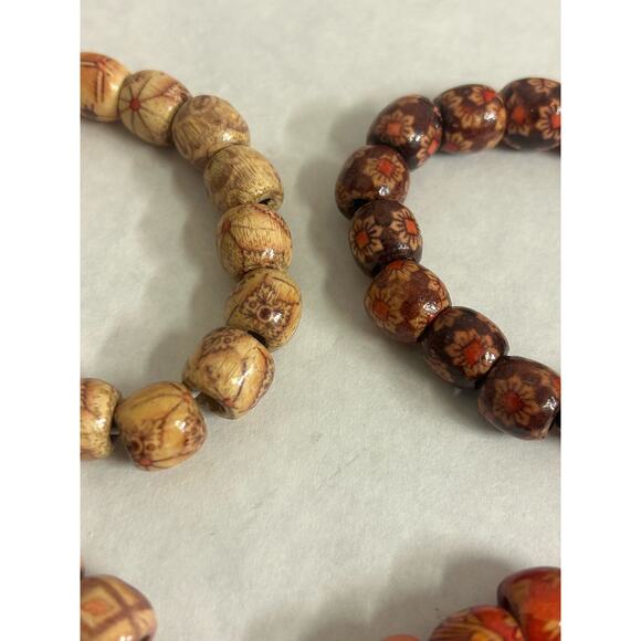 Lot of 6 Handmade Wooden Beaded Stackable Stretchy Bracelets MMJ - Picture 5 of 7